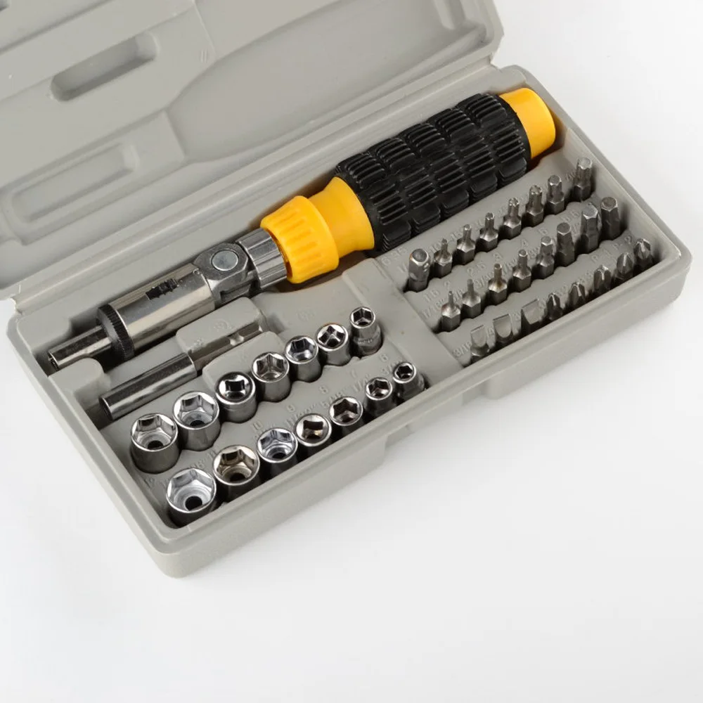 Tiepai 41pcs Ratchet Screwdriver Spanner Socket Set Car Repair Tool