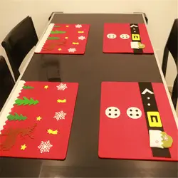 Haochu 4 шт. Коврики на стол Рождество украшения дома ресторан отеля разлили подарочный набор Санта Прихватки для мангала Лось Ножи Вилы