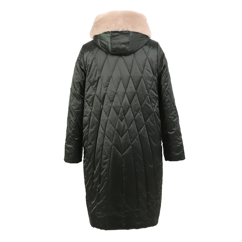 Женское зимнее длинное пальто парка куртка с кроличьим воротником с капюшоном корейский материал плюс Размер 6XL 7XL 1-792