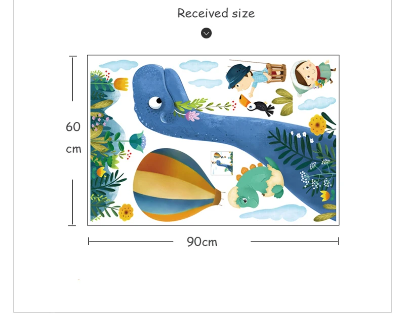 Большая наклейка на стену в парке динозавров для детской комнаты, съемные виниловые художественные наклейки для детской комнаты, ПВХ плакат, мультяшная настенная наклейка, домашний декор