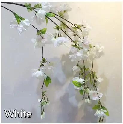 4 вилки вертикальный шелк Вишневый цветок бутон груша искусственный цветок Сакура свадебное оформление букета DIY вишневые деревья - Цвет: white