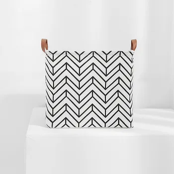 

HONGRUI Foldable Laundry Basket Kid's Toys Organizer Medium Size Cotton & Linen Storage box Storage Bin (Line)