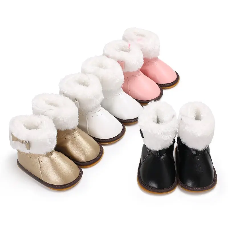 

Toddler PU Leather Baby Girl Snow Boots Shoes Infant First Walkers Soft Rubber Soled Snowfield Shoes