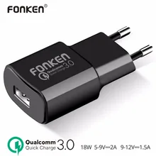 FONKEN USB Charger Quick Charge 3.0 Fast Charger QC3.0 QC2.0 USB Adapter 18W Portable Wall Charger for Mobile Phone Chargers