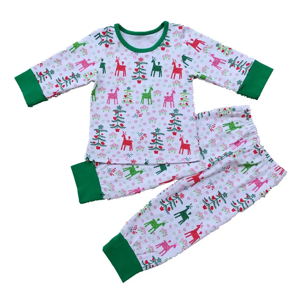 Рождественская зимняя одежда для девочек из 2 предметов пижамы для мальчиков и девочек хлопковая одежда для сна для малышей комплекты детской одежды