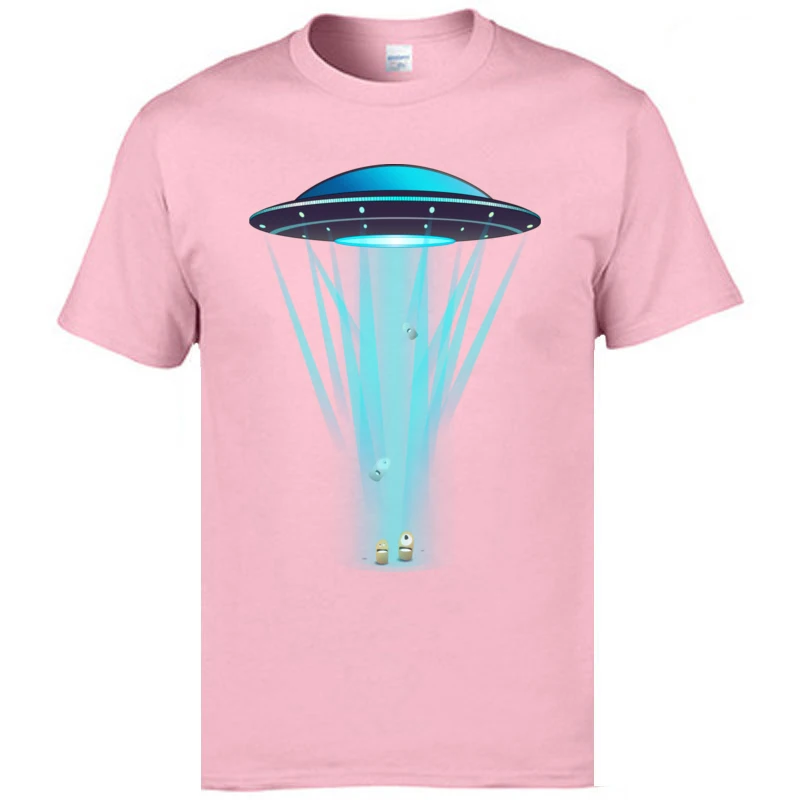 O-Neck Abductees 100% Cotton Men's T-Shirt Crazy Short Sleeve Tops T Shirt Retro Customized Tops Tees Drop Shipping Abductees pink