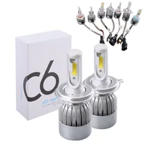 C6 led faróis do carro H4 H7 H11 9004 9007 faróis do carro do Bulbo COB Levou Carro lâmpada de farol baixo 1 PC lâmpada 12 V 6000 k 30000 horas