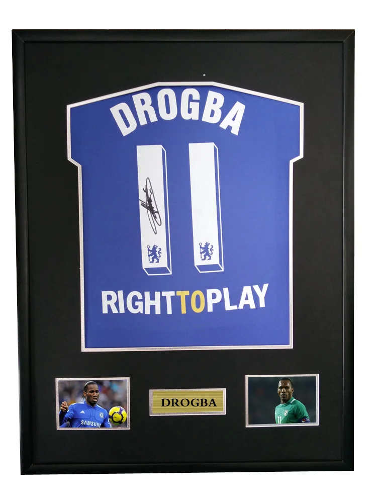 

Drogba signed autographed soccer shirt jersey come with Sa coa framed Chelsea