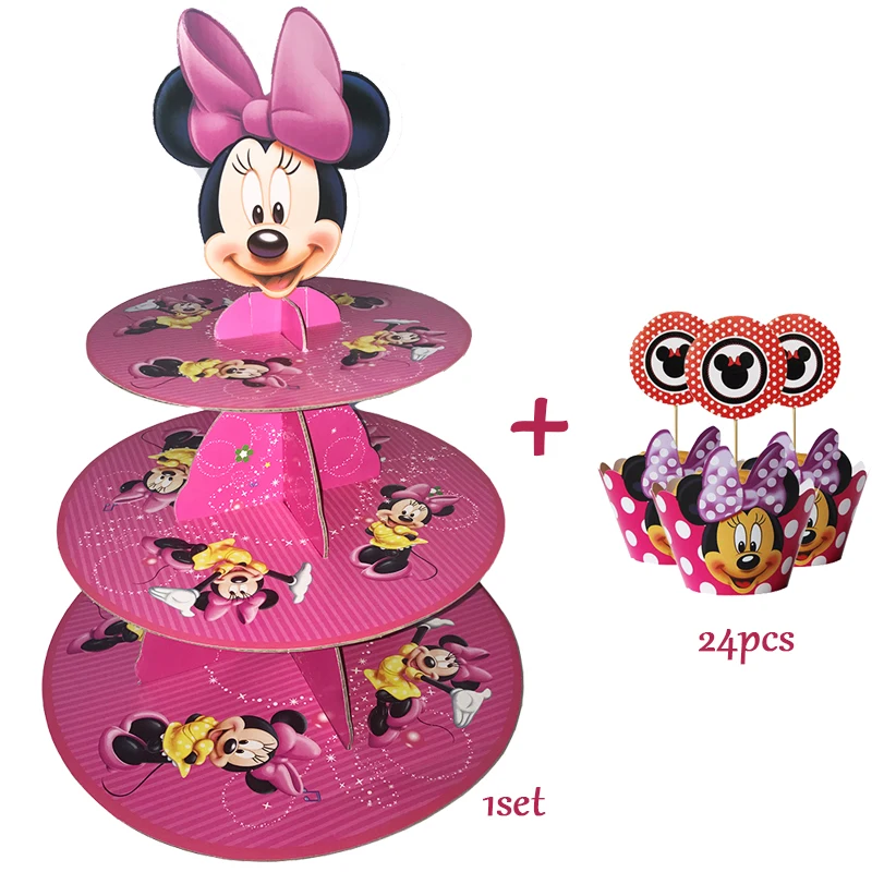 3 Tier Cupcake Stand Cupcake Wrappers Minnie Mouse Birthday Party