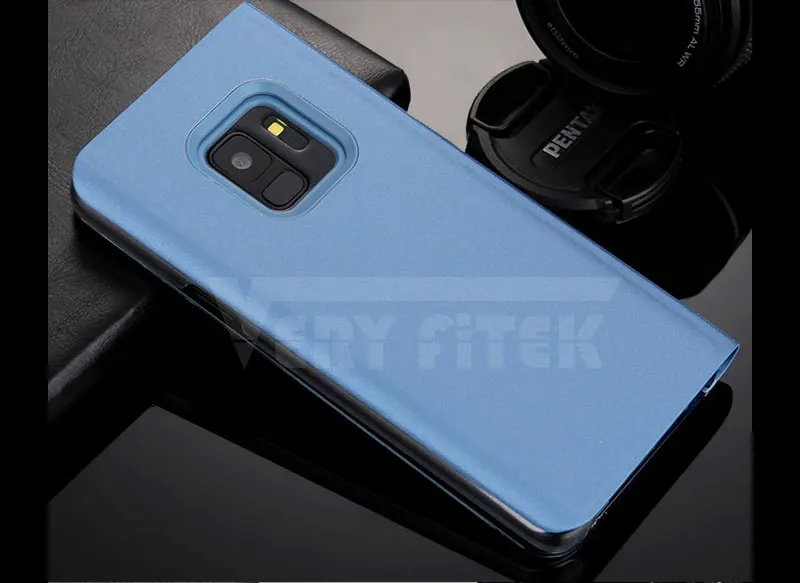 For Samsung Galaxy S9 S8 Plus S7 S6 edge A8 2018 Case Luxury Flip Stand Clear View Mirror Phone Cover For iphone X 8 7 6s 6 plus (23)
