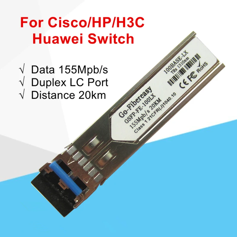 

Transceiver Modules, SFP 100Base-LX, SMF, 1310nm 20km. SFP-FE-100LX