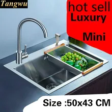 Бытовая маленькая кухонная ручная раковина одинарная мойка vogue 304 нержавеющая сталь Горячая 50x43 см