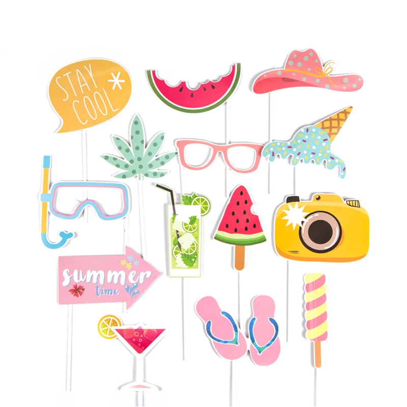 

Summer Party Hawaiian Photo Booth Props Summer Theme Party Decoration For Tropical Beach Pool Beach event scene Party Supplies