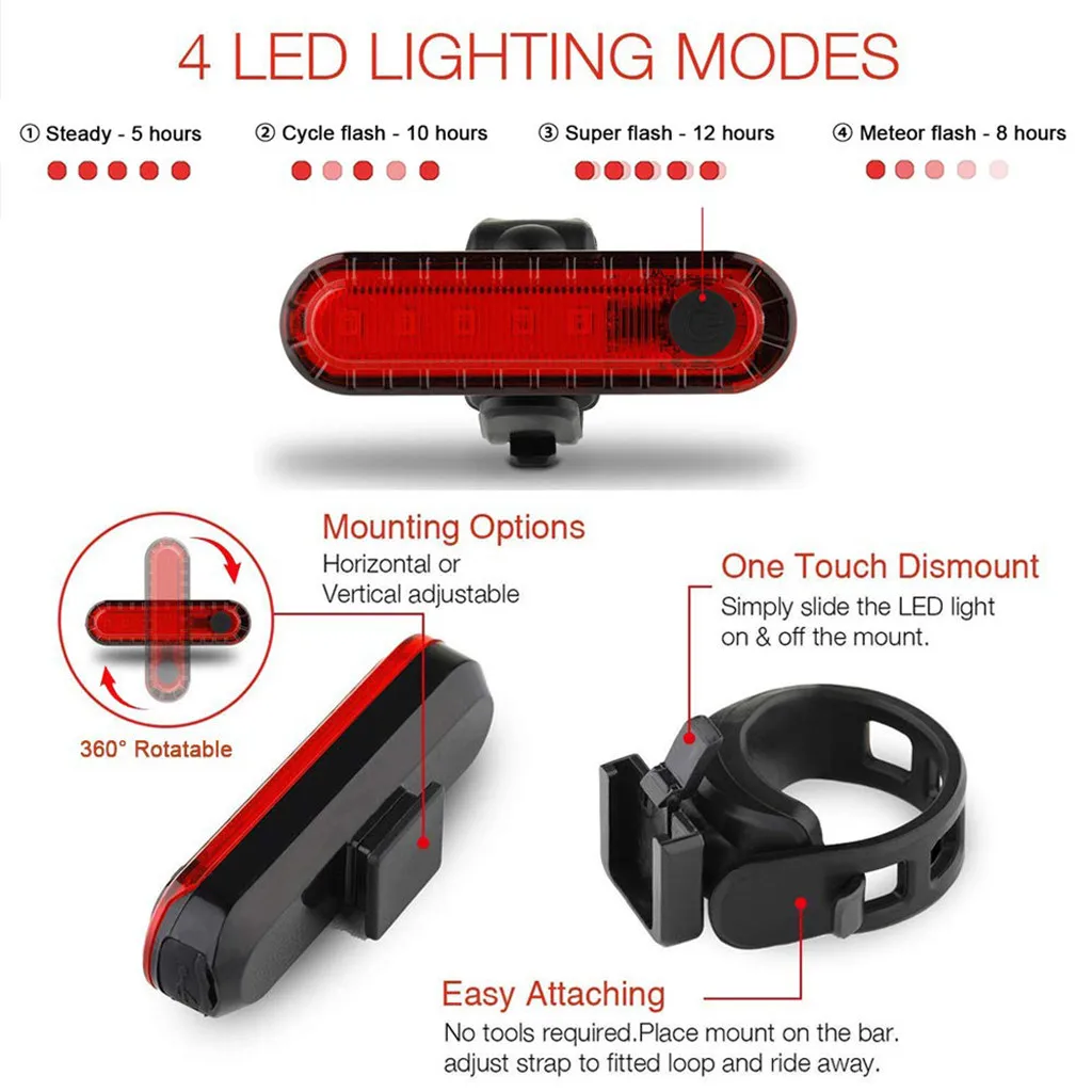 Discount 2Pcs Bright 350LM USB Rechargeable Waterproof Bicycle Light Set 5 modes Cycling Front Light+4 modes Rear accessories 20 5