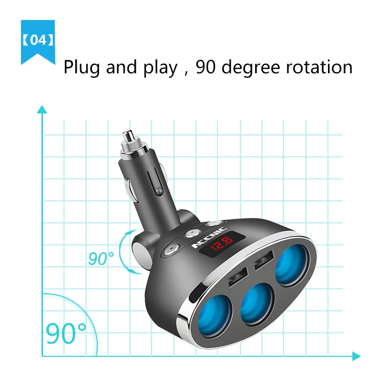 Адаптер Accnic для розетки с двумя USB портами 5 В 120 А|lighter splitter|car cigarette lighter splittercigarette