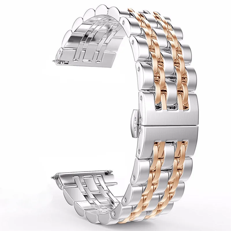 Для samsung Galaxy Watch 46 мм ремешок 22 мм быстросъемный Цельный металлический ремешок из нержавеющей стали браслет для gear S3 классический - Цвет ремешка: silver rose gold