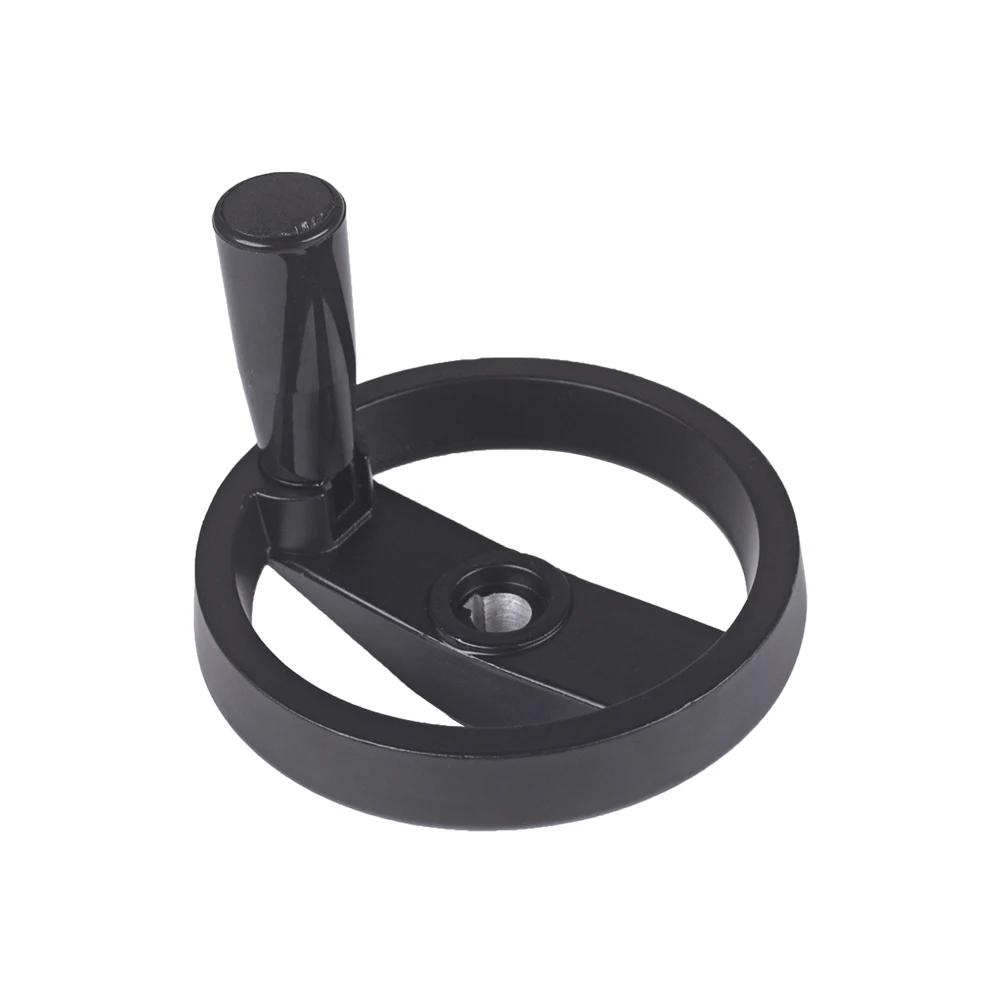 

Aluminum alloy Lathe Milling Machine Inside Ripple Hole 12mm solid Dia 125 mm Hand Wheel With Revolving Handle Grip Black