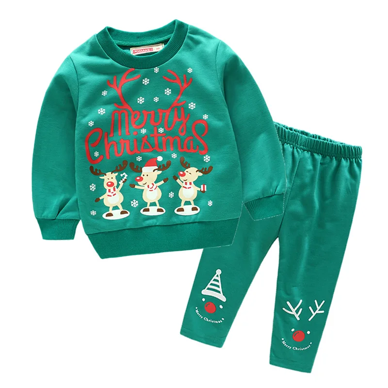 

New Baby Santa Claus Sets Outfits Pullover Kids Girls Boys Autumn Winter Christmas Clothes Cartoon Long Sleeve Sweatershirt Sets