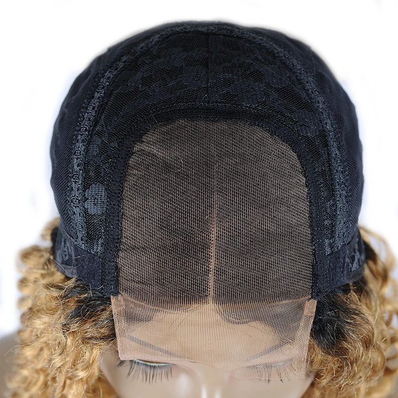 Глубокая волна Синтетические волосы на кружеве парик человеческих волос 4*4 закрытие бразильские 1B 27 Мёд блондинка Синтетические волосы на