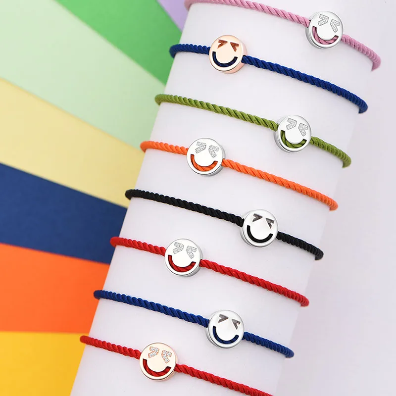 

Hot Cute Red Rope Multicolor Bracelet Simple Smiley Bracelet Accessories Bracelet String Jewelry Lucky Bracelet