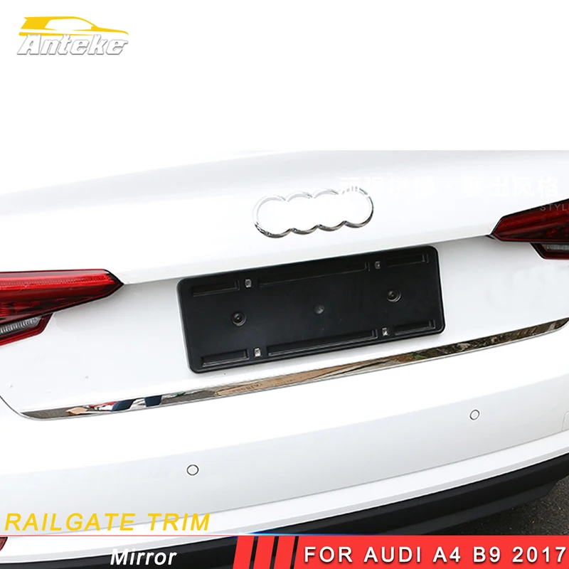 

ANTEKE Auto Car rear bumper trim tailgate trim frame cover accessories Sticker For Audi A4 B9 2017 2018