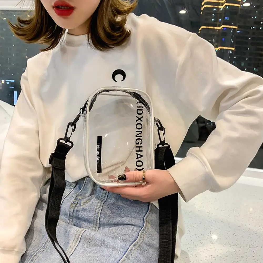 

Fashion PVC Square Fanny Pack Banana Bag Belt Transparent Cosmetic Bag Wild Messenger Bag Shoulder Fashion Chest Pocket j08