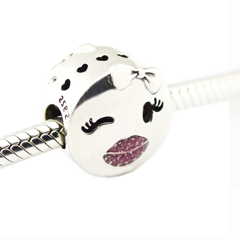 

Pandulaso Playful Wink Charm Pink Enamel Beads For Jewelry Making Fits European Charms Bracelet 925 sterling silver jewelry
