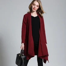 New winter Knitted Long Sleeve Asymmetrical Solid Cardigan Long sleeve knit Cardigan sweater coat plus-size Women’s clothing