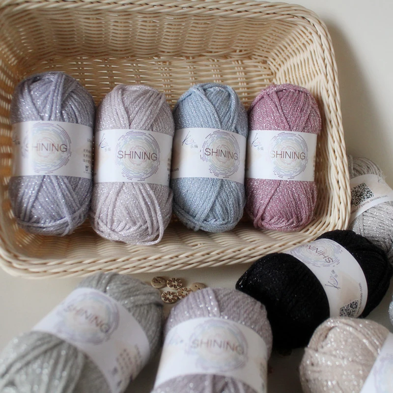 

Hilos Crochet Yarn For Hand Knitting Fashion Shining Acrylic Polyester Blended Knitting Yarn Crafts Handbag laine Free Shipping