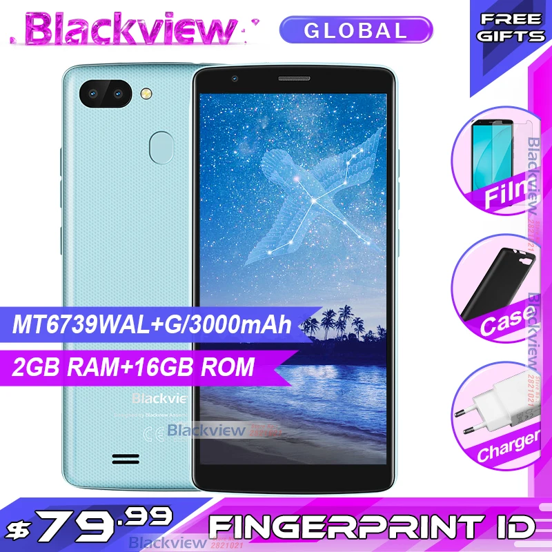 

Fast shipping Blackview A20 pro Smartphones 18:9 5.5 inch Android 8.1 rear fingerprint ID 2GB 16GB 4G Mobile phone