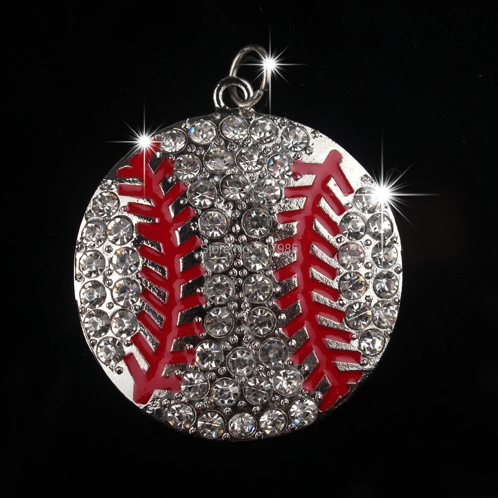 New 2014 44*39mm Alloy Plated Rhinestone Baseball Necklace Pendants for
