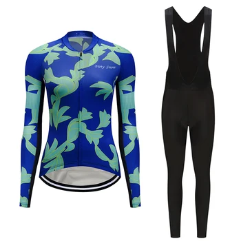 

Women cycling clothing long sleeve 2020 Autumn bike clothes set wear Female bicycle jersey kit dress BIB pants Pro sport suit