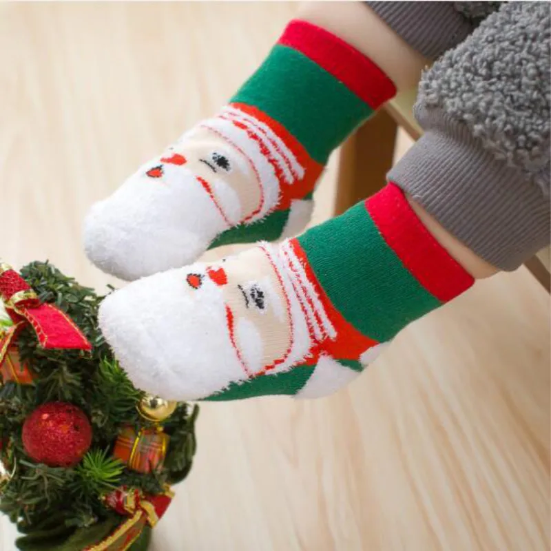 Новые зимние носки мультфильм малыш Рождественские новорожденный мальчики девочки носки хлопок утолщение ребенка Год подарок 0-2Y рождественская для новорожденных носки детские