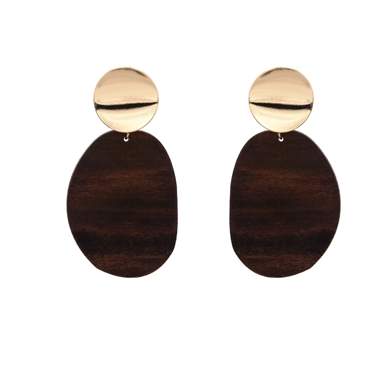 

Glam Geo Wooden Statement Big Stud Earrings Party T show Brincos gown Rare Drama ins prom Korean Style Boucle d'oreille Trending