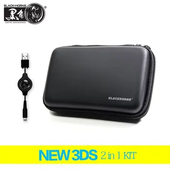 

Game accessories for New 3DS Travel Hard Case Carry Bag Shell + Retractable Power/Data Cable, 2in1 Kit for Nintendo New 3DS