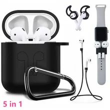 Silicone 5 in 1 For Airpods case/Airpods Strap/Airpods Ear Hooks/Anti-Lost Carabiner/Airpods Watch Band Holder