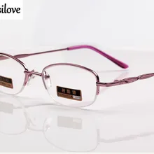 Eyesilove, модные женские металлические очки для чтения, женские полуоправы, очки для чтения, ультра-светильник, розовые+ от 100 до+ 400