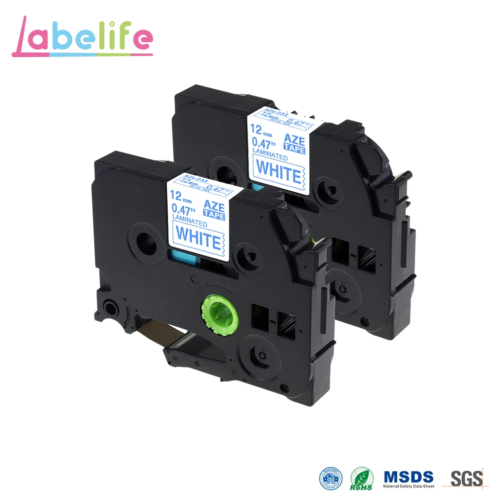 Labelife 2 упаковки TZe-233 TZ-233 TZ233 TZe233 синий на белом 12 мм совместимый Брат электронный