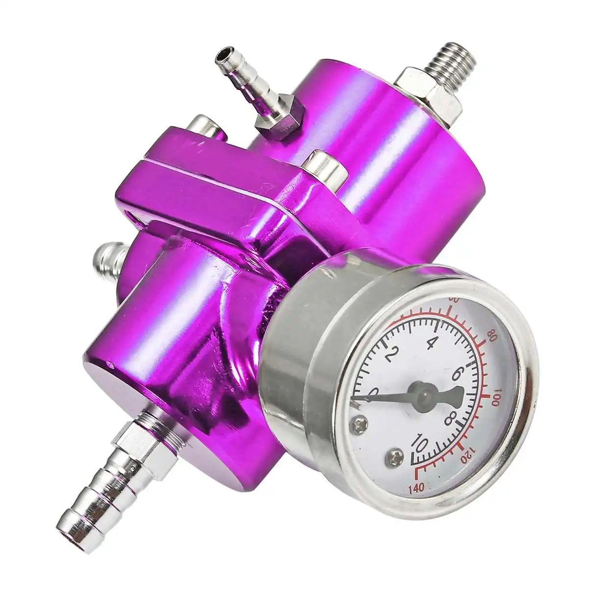 3 Цвета Универсальный алюминиевый регулируемый регулятор давления топлива с 0-140 фунтов/кв. дюйм масляный манометр шланг Комплект Высокая производительность - Цвет: Фиолетовый