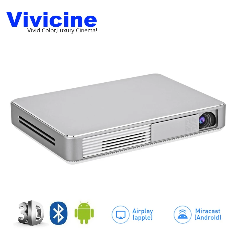 Vivicine Latest Portable WIFI 3D 1080p Home Theater Projector Miracast Airplay Proyector Beamer,Optional 10000 mAH Battery
