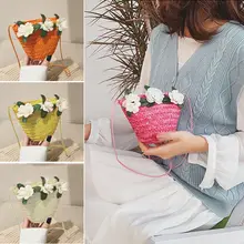 Новая Цветочная соломенная мессенджер, маленькая сумка, женская летняя плетеная Сумка из ротанга, ручная работа, тканая пляжная сумка в богемном стиле, модная сумка на плечо