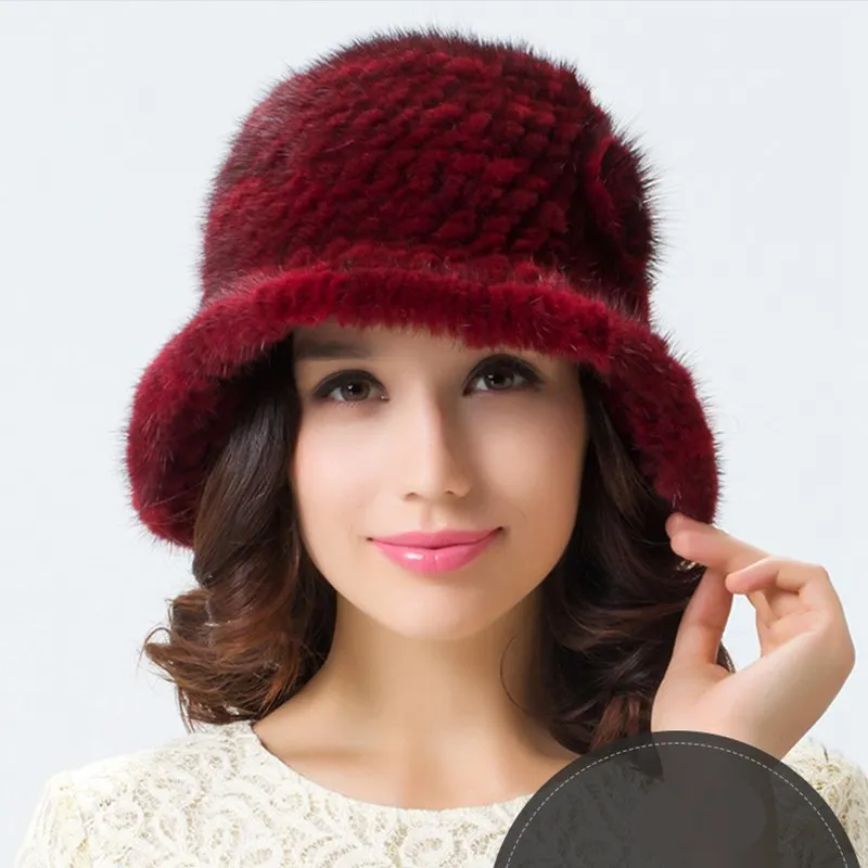 Женские шапки-федоры из натурального меха норки зимние теплые шапки модные