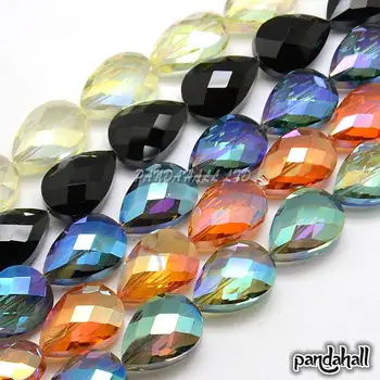 

Electroplate Crystal Glass Drop Beads Strands Faceted Color Plated Mixed/Black Color 24x17x11mm, Hole: 1mm; about 30pcs/strand,