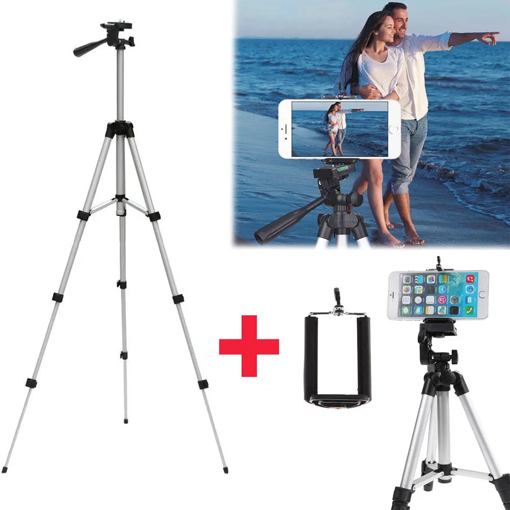 Professional Aluminum Camera Tripod Stand Holder + Phone Holder +Nylon Carry Bag for iPhone Samsung Smartphone four floor high