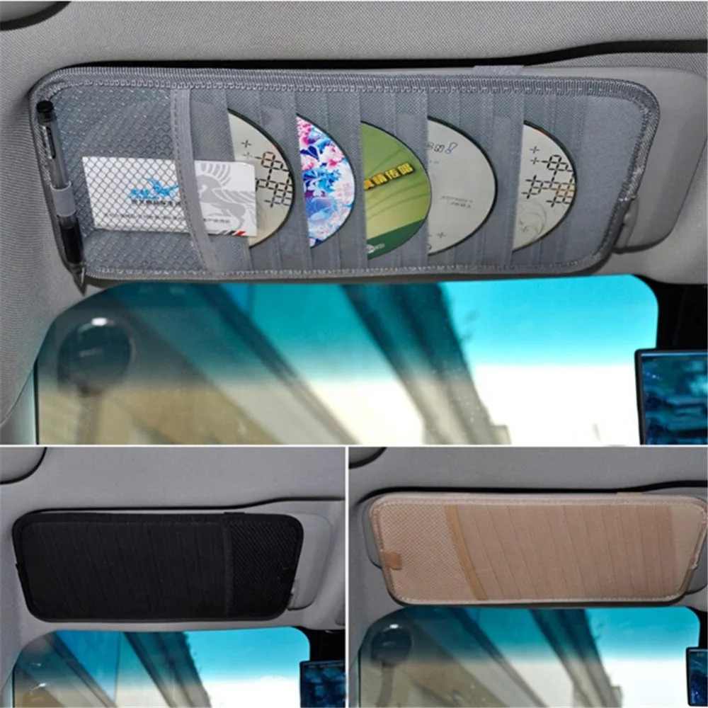 Multi Purpose Auto Visor CD ปากกา Sun Visor เก็บกระเป๋าสำหรับซีดีปากกา