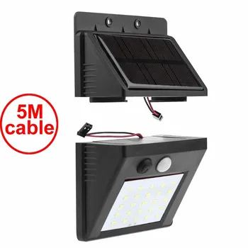 

30 led 500lm solar light split mount pIR motion 3 senser indoor smart lamp outdoor I 5M cable street wall for deck garage