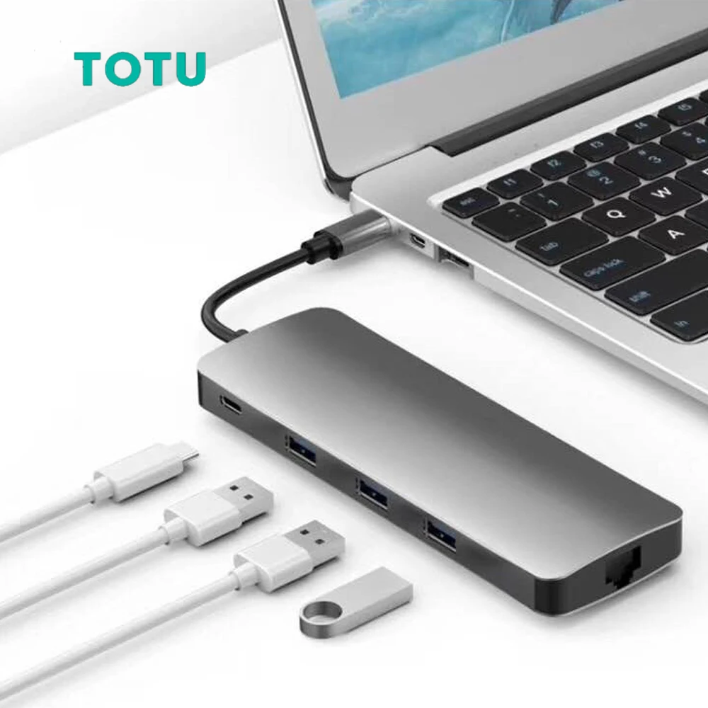 

USB HUB to 4K HDMI PD VGA Type C Hub 9 in 1 to USB 3.0 SD/TF Card Reader 9 ports in Type-c Cables for HDTV monitor projector