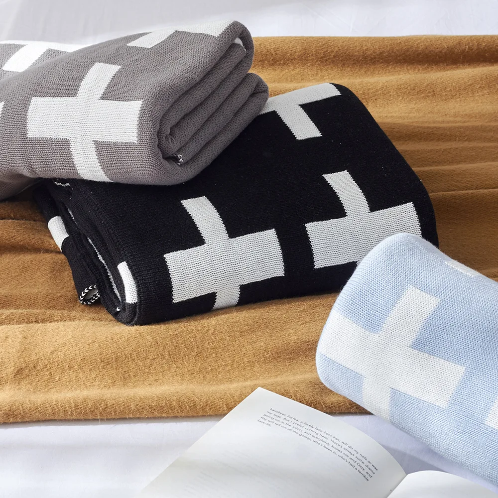 Пледы Хлопковые вязаные большие черно белые 4 цвета|blanket brand|brand blanketplaid blanket |