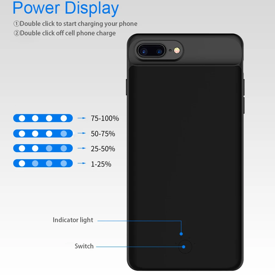 Батарея Дело 2500 mah/5000 mah Перезаряжаемые Внешняя батарея, крышка случае Мощность банка для iphone 6/6S/7/8 Батарея Зарядное устройство Чехол