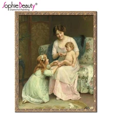 Sophie beauty ручной работы мозаика картины DIY семья винтаж фото на заказ Вышивка Алмазная картина вышивка крестиком рукоделие искусство